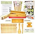Sushi and Maki Making Kit - With Sushi Rolling Mat, Bamboo Maki Mold and Japanese Sauce Tray. Plus Chopsticks and Spreader Pa
