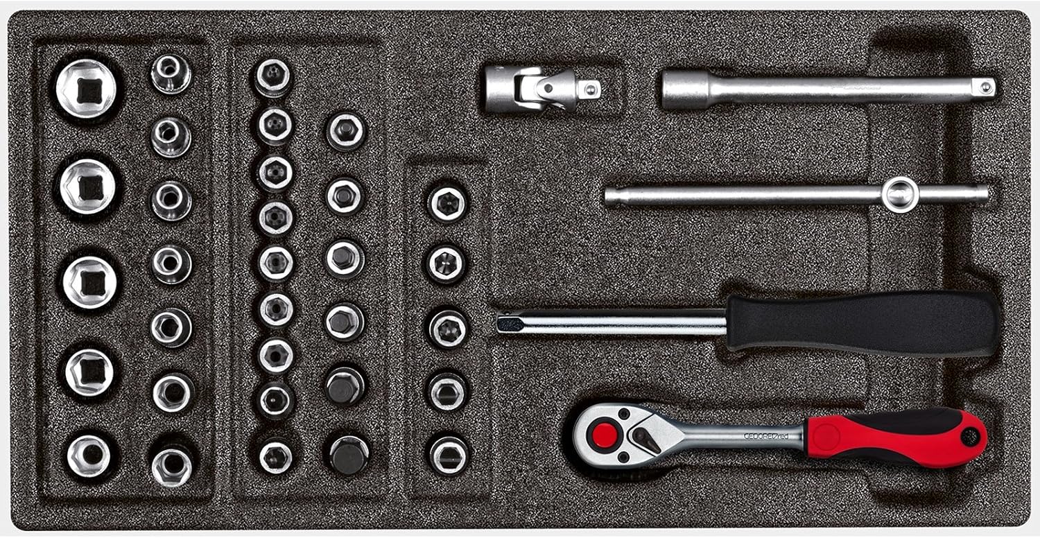 GEDORE Red Socket Spanner Set 1/4 Inch in 1/3 Foam Module 37 Pieces