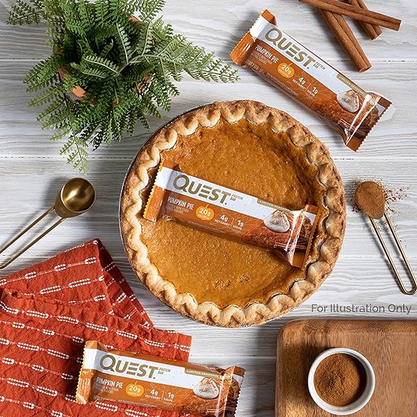 QUEST NUTRITION PUMPKIN PIE PROTEIN BAR, 20G PROTEIN, 4G NET CARB, 1G SUGAR, GLUTEN FREE, 12 COUNT