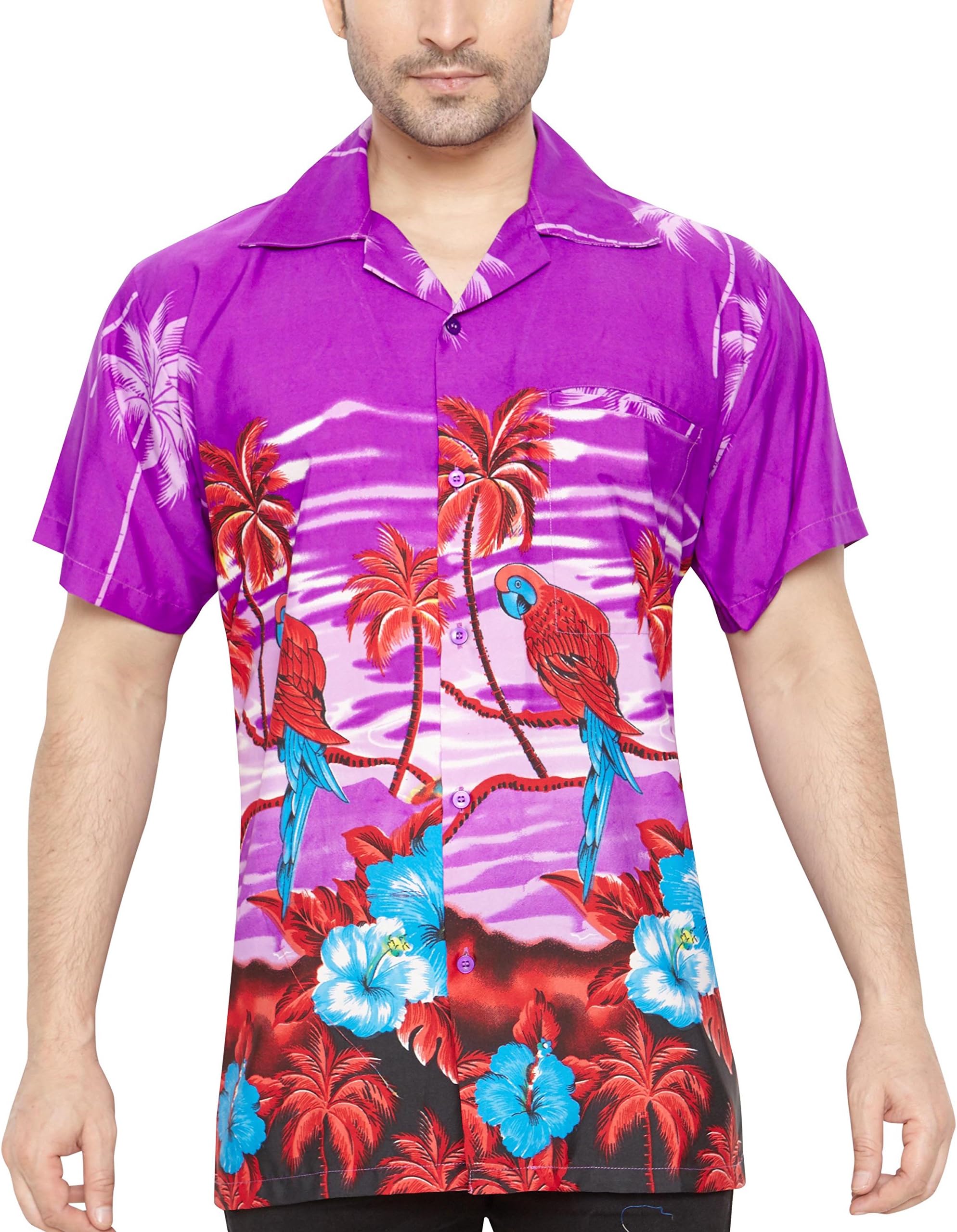 CLUB CUBANA Men's Regular Fit Classic Short Sleeve Casual Floral Hawaiian Shirt