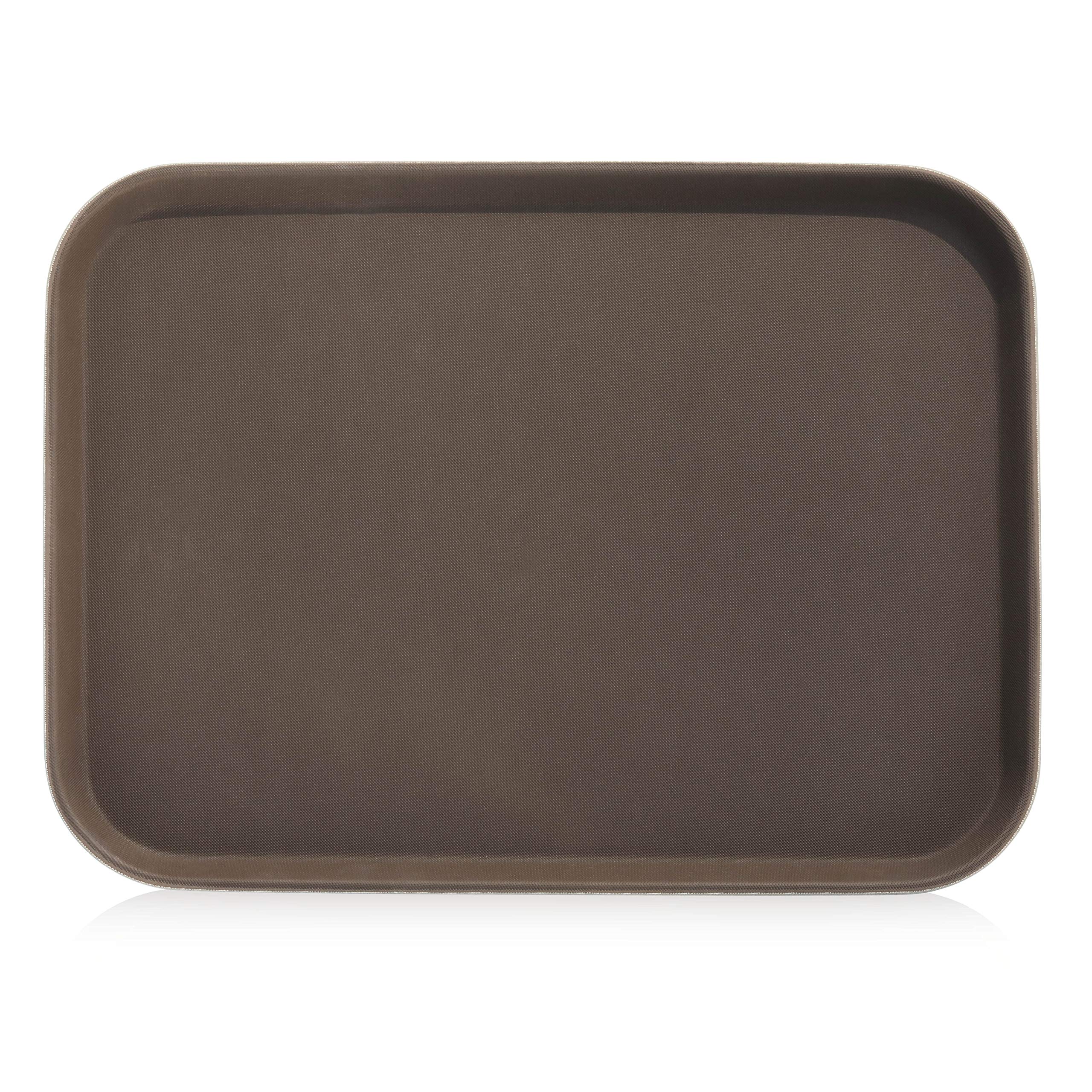New Star Foodservice 25187 Non-Slip Tray, Plastic, Rubber Lined, Rectangular, 15 x 20 inch, Brown