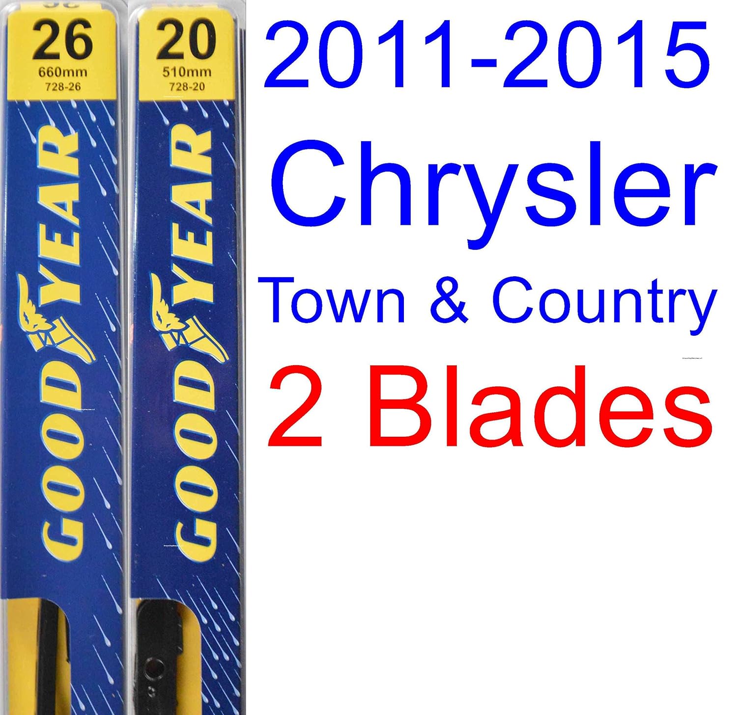 Amazon.com: 2011-2015 Chrysler Town & Country Replacement Wiper Blade  Set/Kit (Set of 3 Blades) (Goodyear Wiper Blades-Premium) (2012,2013,2014):  Automotive