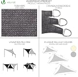 VOUNOT Sun Shade Sail Triangle 5x5x5m with Fixing Kit Grey view 4