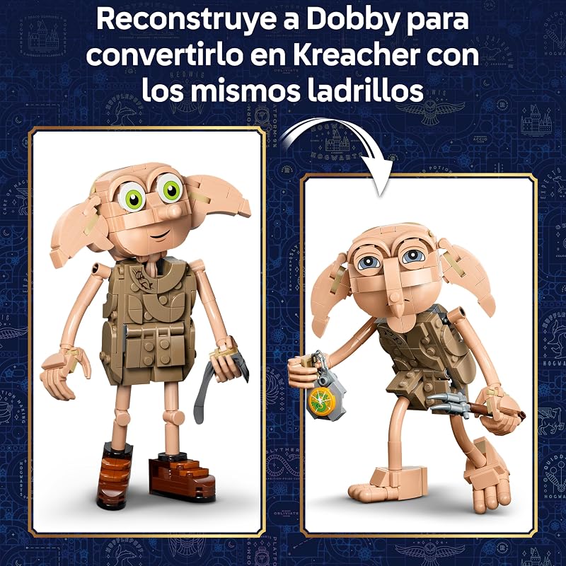 Harry Potter 2en1 Dobby el Elfo Libre de Juguete - Kit de Maquetas Transformable en Figura de Kreacher - Decoración para el Dormitorio - Regalo para Niñas, Niños y Fans de 8+ Años - 76469 — foto 5 de 8