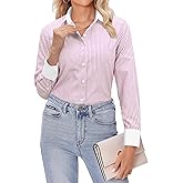 siliteelon Striped Button Down Shirts for Women Dress Shirts Long Sleeve Casual Collared Office Work Blouses Tops