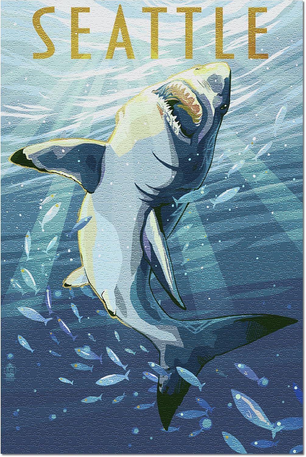 Seattle, Washington - Great White Shark (Premium 1000 Piece Jigsaw Puzzle for Adults, 20x30, Made in USA!)