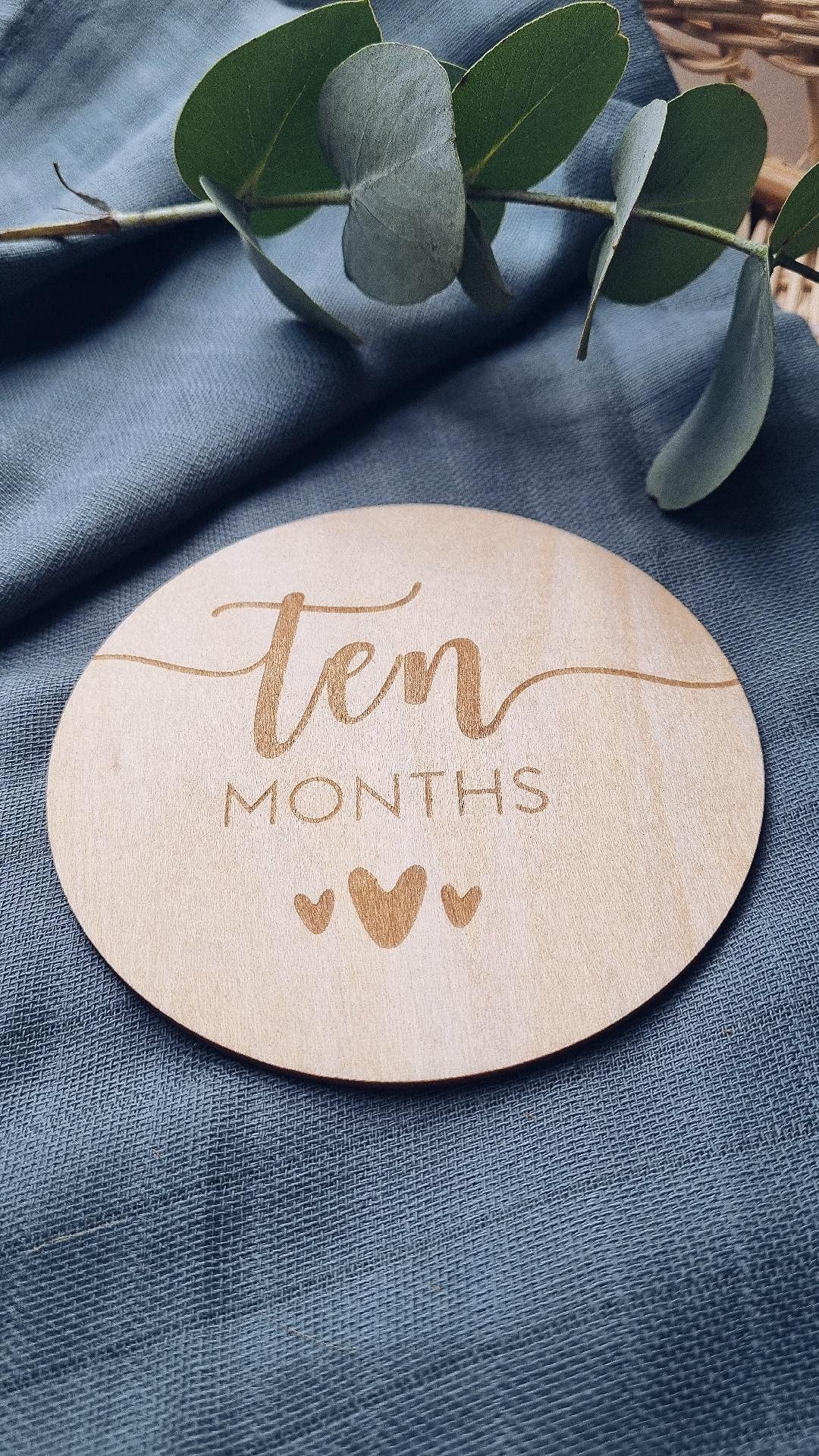 Wooden Baby Milestone Discs Keepsake Box boy Girl Baby Gift (Different Designs) (Heart)