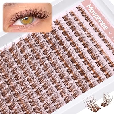 Mavphnee Brown Lash Clusters 168 Pcs Wispy C Curl Natural Look