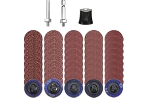 HARFINGTON 53pcs Quick Change Discs Set 1" Roll Lock Sanding Discs with 1/4" Shank Pad Holder 36/60/80/120/240 Grit Surface C