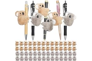 Moucuny 60 Pcs Koala Clip Bulk Pen Toppers Mini Koala Bear Stuffed Animal Cute Gifts for Party Office Home Supplies Stuffer(Brown, Gray)