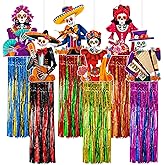 6 Pieces Day of The Dead Decorations 3 Ft Dia De Los Muertos Hanging Sugar Skull Decors Mexican Fiesta Halloween Day of The Dead Party Favor Supplies Dia Muertos Exterior Indoor Home Decor