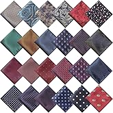 SATINIOR 24 Pieces Pocket Squares for Men Suit Pocket Handkerchief Soft Colored Men Assorted Hankies for Wedding Party