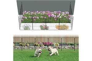 FXW Decorative Garden Fence for Yard - 24in(H) x 14.8ft(L) 8 Panels - Metal Fencing Panels - Animal Barrier Border for Dogs & Rabbits, Flower & Plant Edging