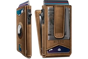 miyozi Airtag Wallet for Men Money Clip 9-Card Pop-Up Credit Card Holder with ID Window RFID Blocking Metal Case Magnetic Closure Front Pocket Wallet Gift Box