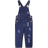KIDSCOOL SPACE Girls Ripped Denim Overall Pants,Simple Desgin Jeans Dungarees