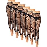 Skylety 6 Pairs Fishnet Stockings for Women Plus Size Thigh-high Tights Stockings Suspender Pantyhose Garter Belts