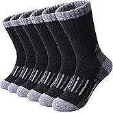LINEMIN Kids Merino Wool Hiking Socks Toddlers Boys Girls Winter Warm Thick Thermal Boot Cushion Crew Socks 6 Pairs