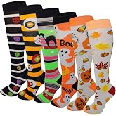 6 Pairs Women's Fancy Design Multi Colorful Patterned Knee High Socks