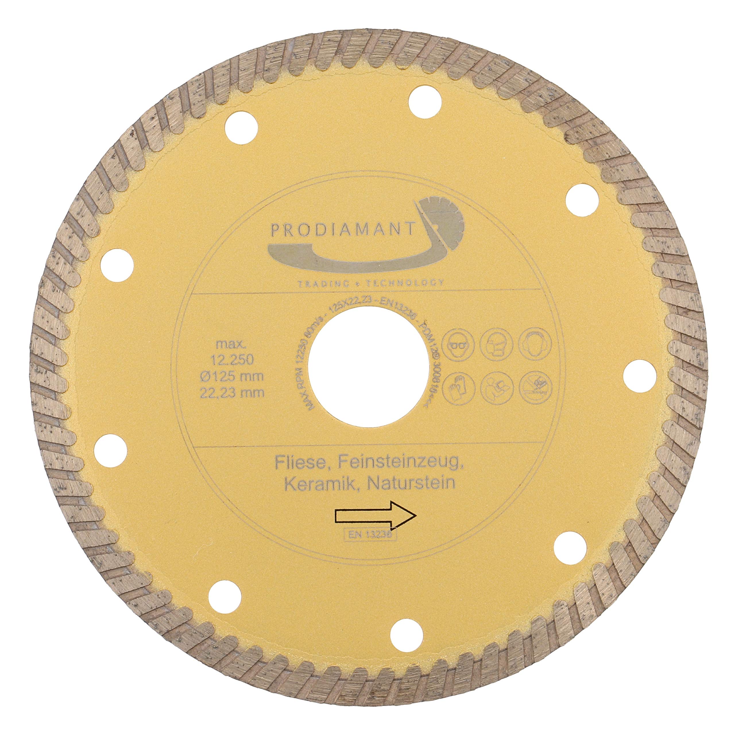 Prodiamant Premium Diamond Cutting Disc Tile/Natural Stone Turbo 125 mm x 22.2 mm Diamond Cutting Disc 125 mm