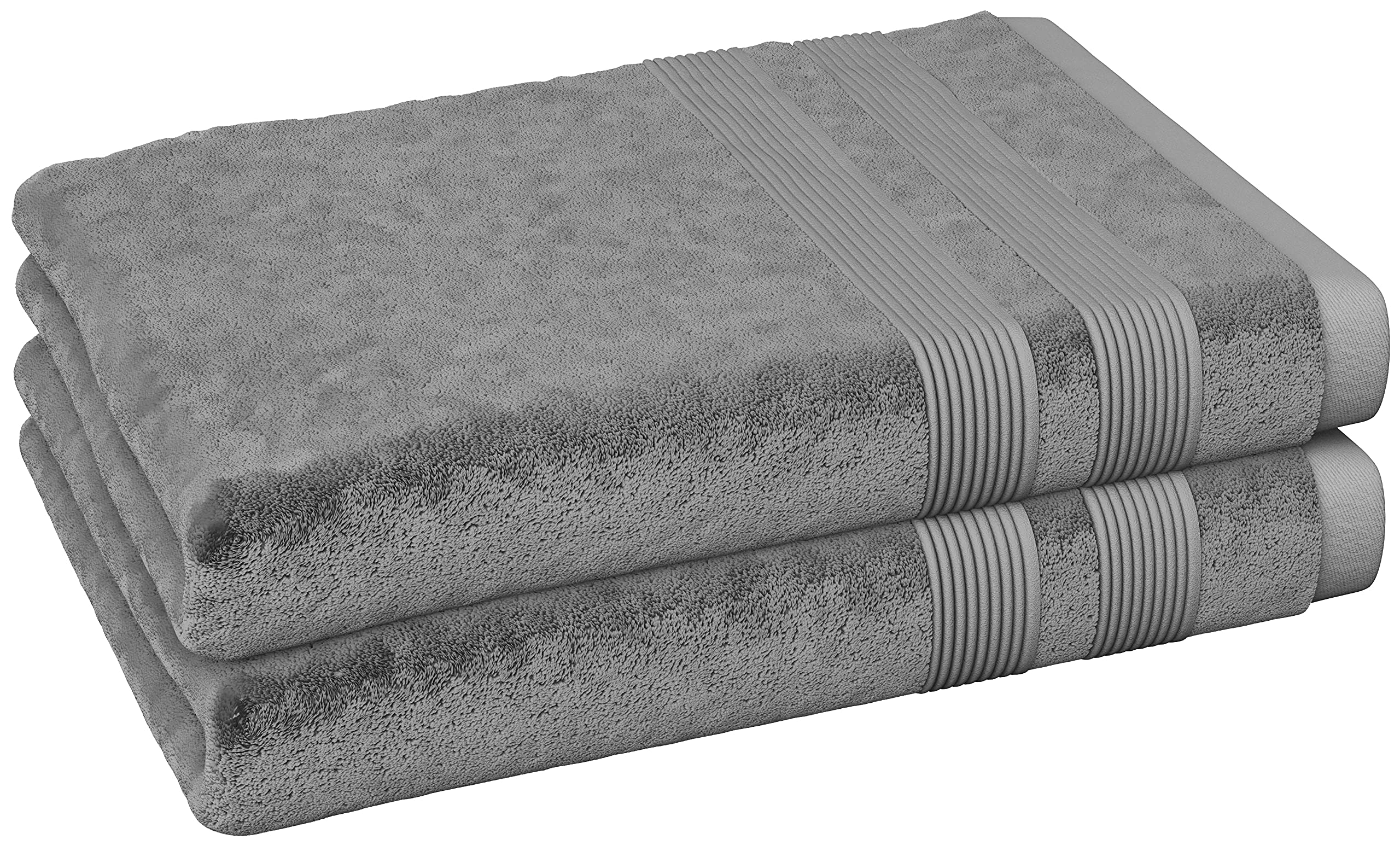 Vozbi Towels - Jumbo Bath Sheet Pack of 2-500 GSM Ring Spun Cotton Bath Towel - Extra Large Beach Towel Set 90 x 150 cm Charcoal