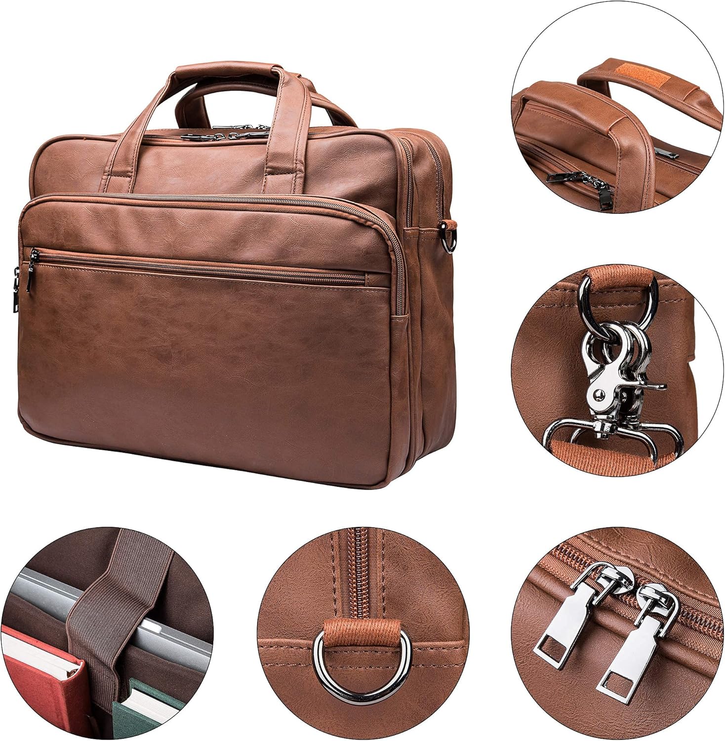 Leather Laptop Bag, Men's 15.6 Inches 17.3 Inches Messenger Briefcase Business Satchel Computer Handbag Shoulder Bag: Shoes