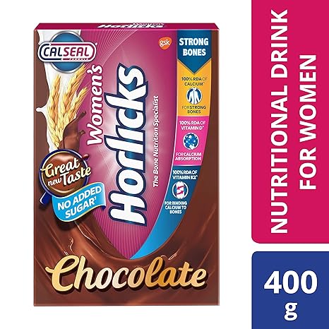 Womens Horlicks Health and Nutrition Drink, 400 gm, Chocolate Flavor Refill Pack (No Added Sugar)
