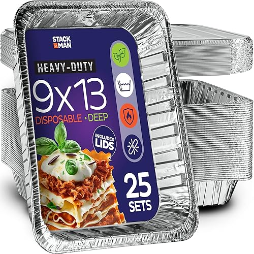 30-Pack 9x13 Disposable Aluminum Pans - Heavy Duty Foil Steam Table Pans For Baking, Cooking & Freezing