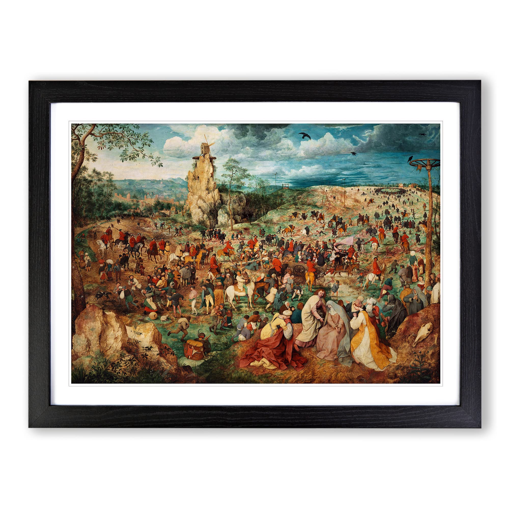 The Procession To Calvary By Pieter Bruegel The Elder Classic Painting Framed Print | A4 Black Framed Wall Art | Ready to Hang | Classic Historical Picture | Living Room Bedroom Lounge Office