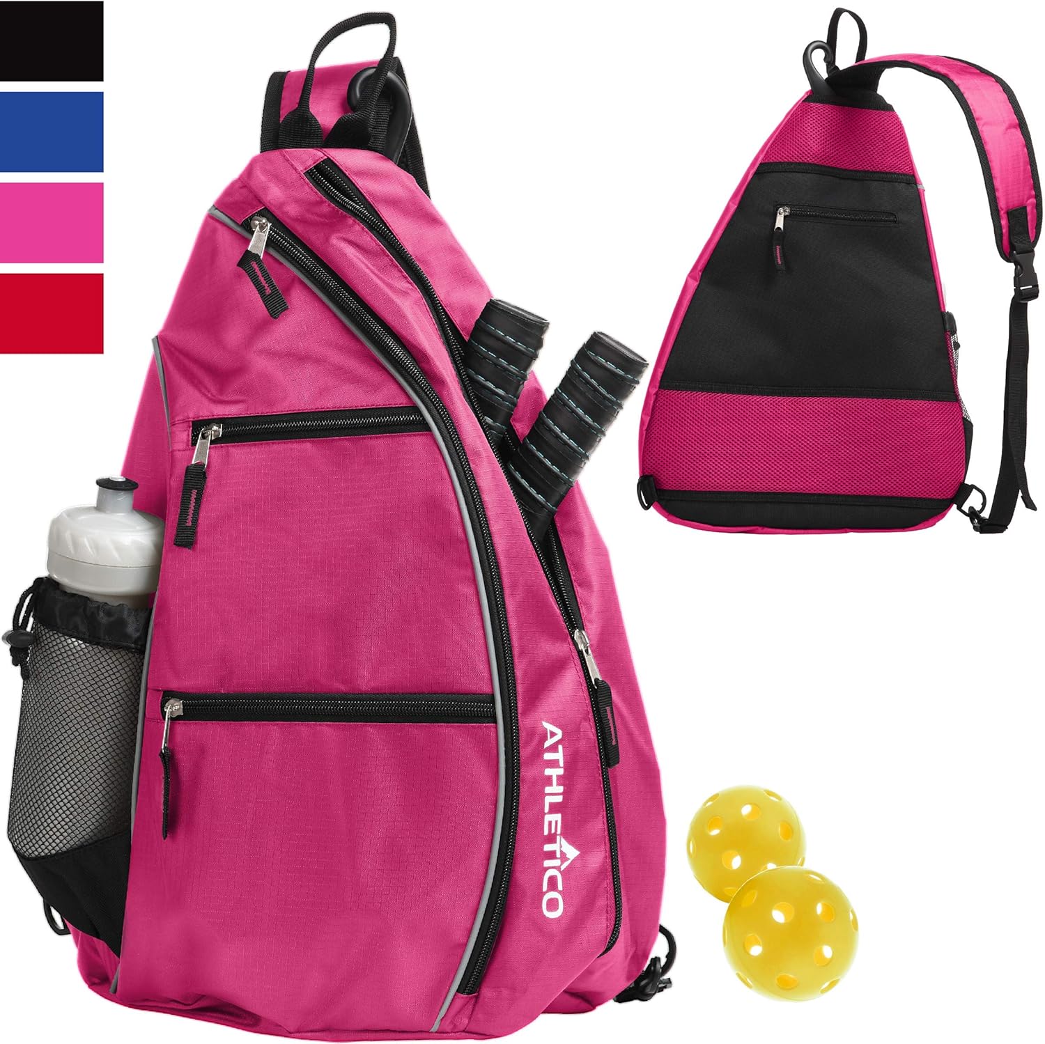 Athletico Sling Bag - Crossbody Backpack for Pickleball, Tennis, Racketball, and Travel for Men and Women (Pink): Clothing