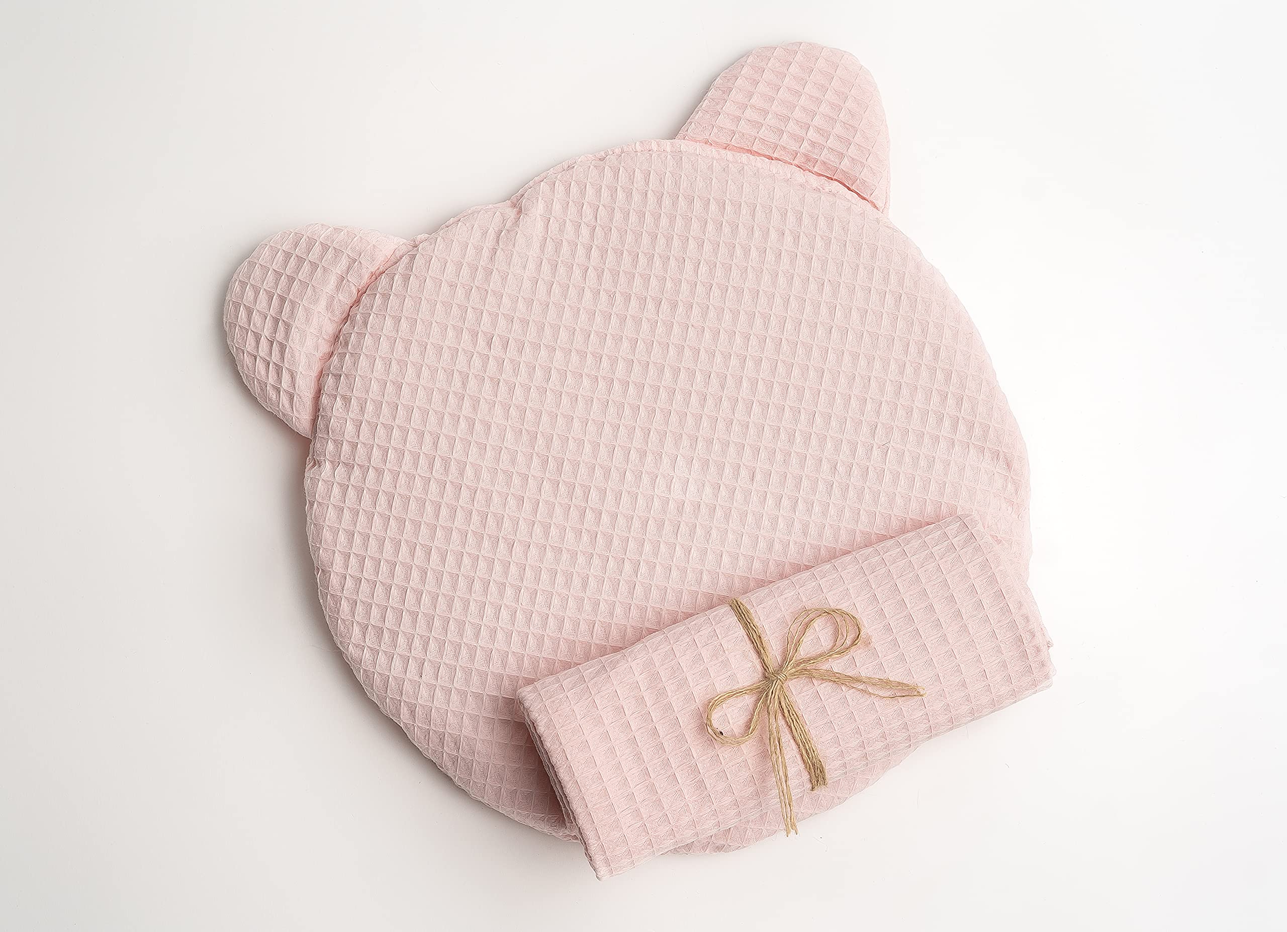 Frivolity Cotton Baby Blanket With a Teddy Bear Pillow,light pink