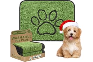Qeils Reusable Dog Pee Pads, 2 Pack Super Absorbent & Leakproof Washable Puppy Pads with Soft Green Top Layer, for Potty Training, Crates, Couch, Car Seats & Pet Beds, 18"x24"