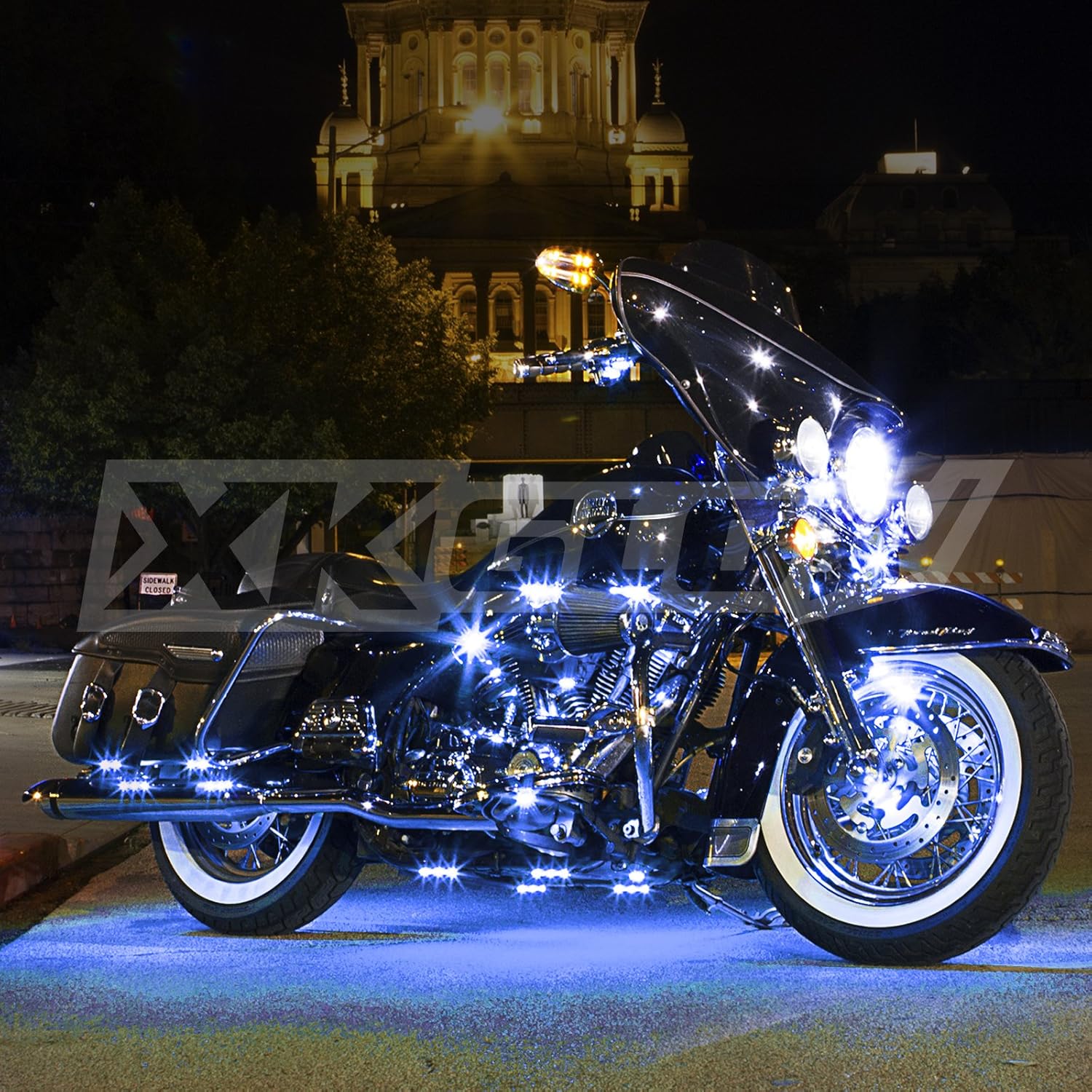 2nd Gen Single Color BLUE 8 POD 2 STRIP 60 LED Universal Motorcycle Accent Neon Underglow Light Kit: Automotive