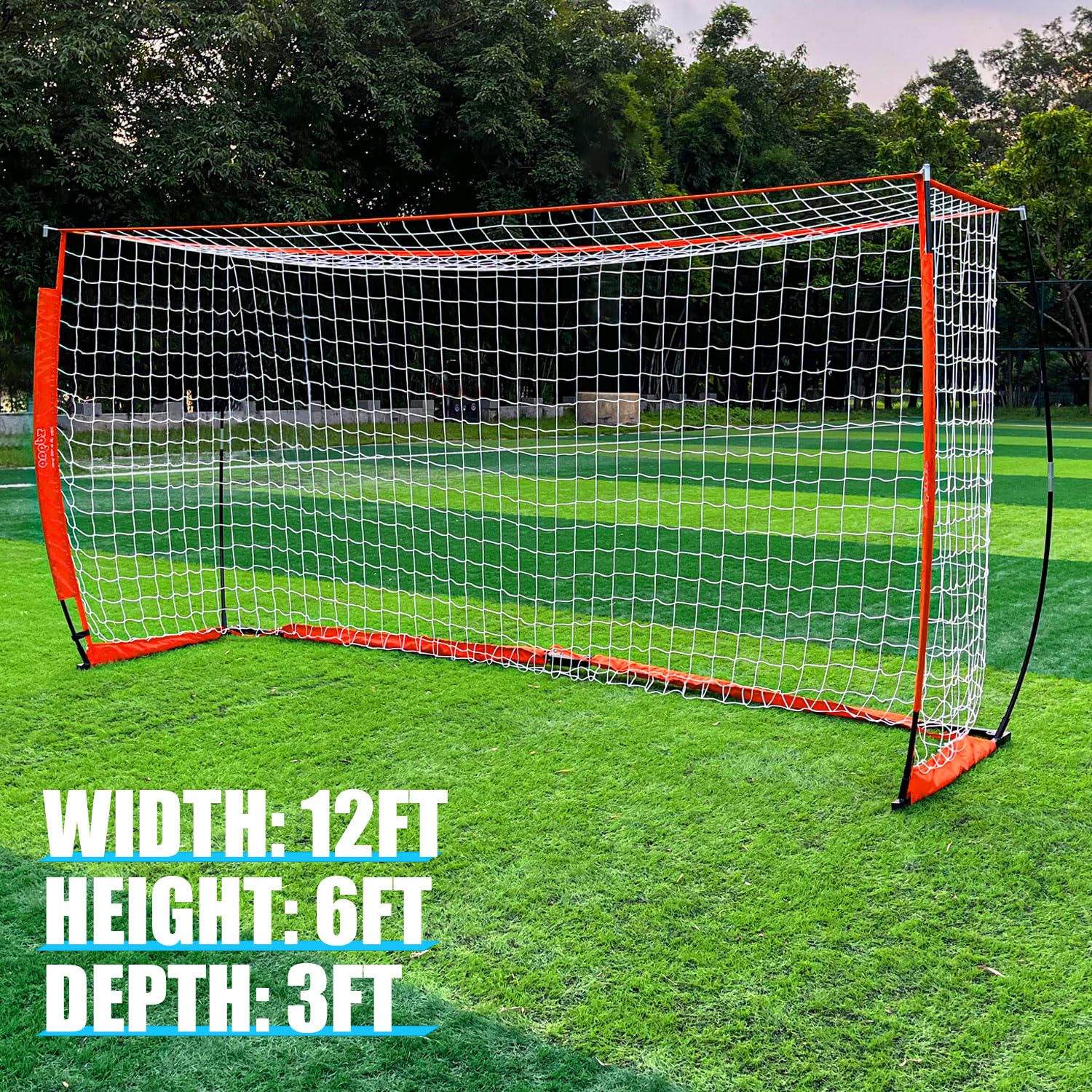 YDDS Soccer Goal for Backyard | Portable Soccer Goal Net Collapsible Metal Base | Easy Setup | Portable Net for All Ages| 1 Pair Shin Guards+ 1 Goal + 1 Carry Bag | Size 6x4FT or 12x6F
