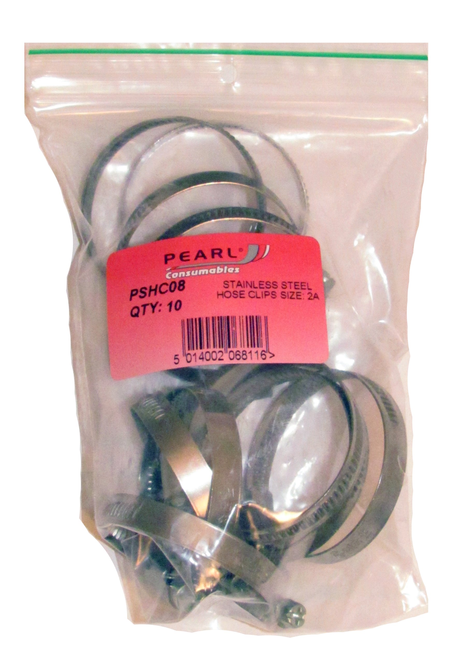 Pearl PSHC08 2A Hose Clip Stainless Steel (Pack of 10)