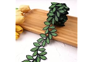 ZNZAKKA Leaf Lace Trim Embroidered Leaves Edge Trim for Sewing Crafts Accessories (Green)