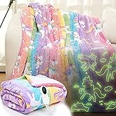 50"x60" Unicorn Kids Heated Blanket Glow in The Dark Girl Upgraded Rainbow Children Heating Electric Valentine's Day Birthday Gift with 10 Levels & 8 Hours Auto off ETL Certified Machine Washable
