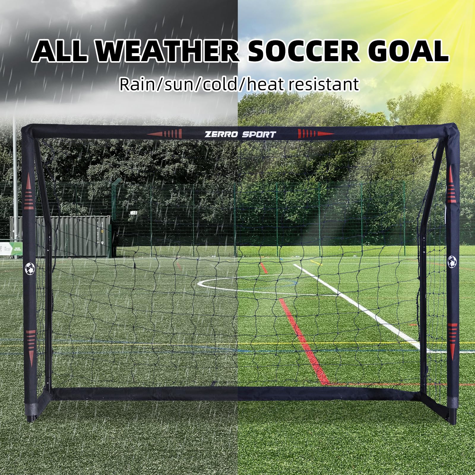 ZERRO Fussballtor mit Torwand 180cm Fußballtor, für Erwachsene Kinder zum Spielen Trainieren im Garten 180x60x120cm 7