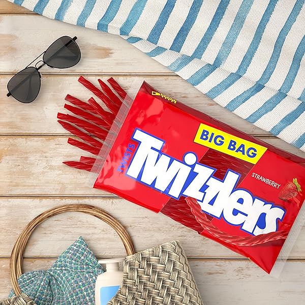 TWIZZLERS TWISTS STRAWBERRY FLAVORED LICORICE STYLE, CHEWY CANDY BIG BAG, 32 OZ