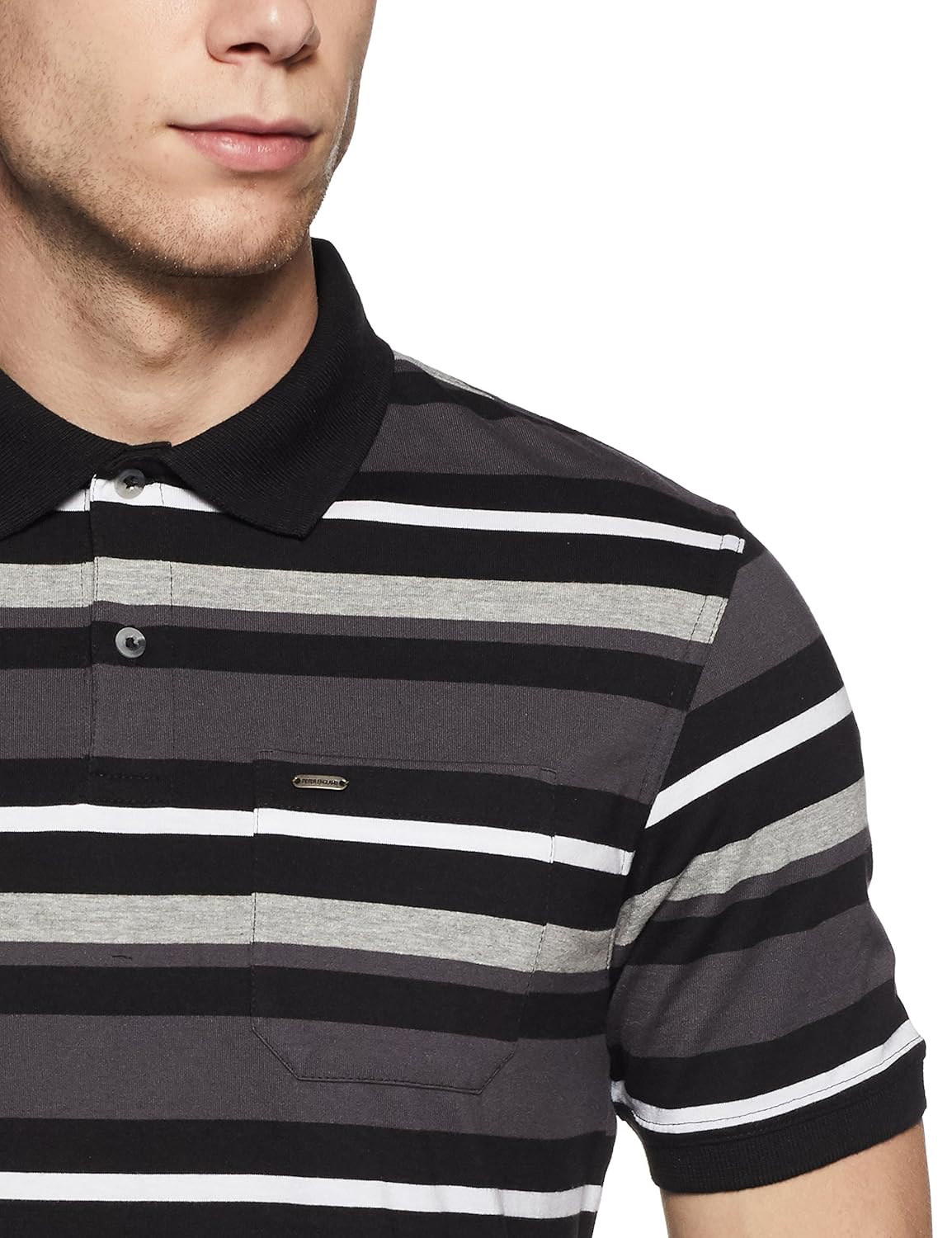 peter england men's striped regular fit polo