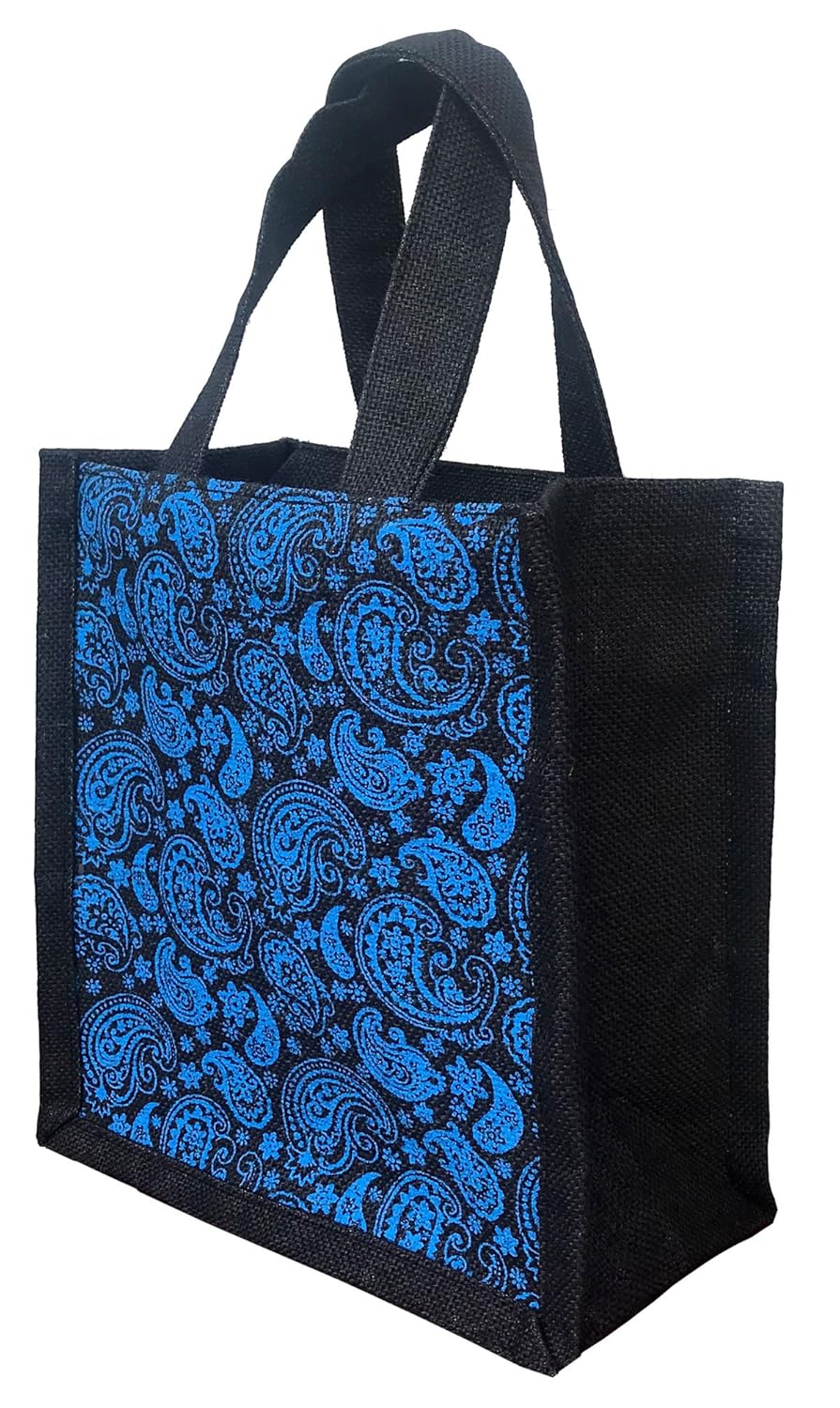 urban jhola unisex jute lunch bag for daily use, small(blue, ujb-5)