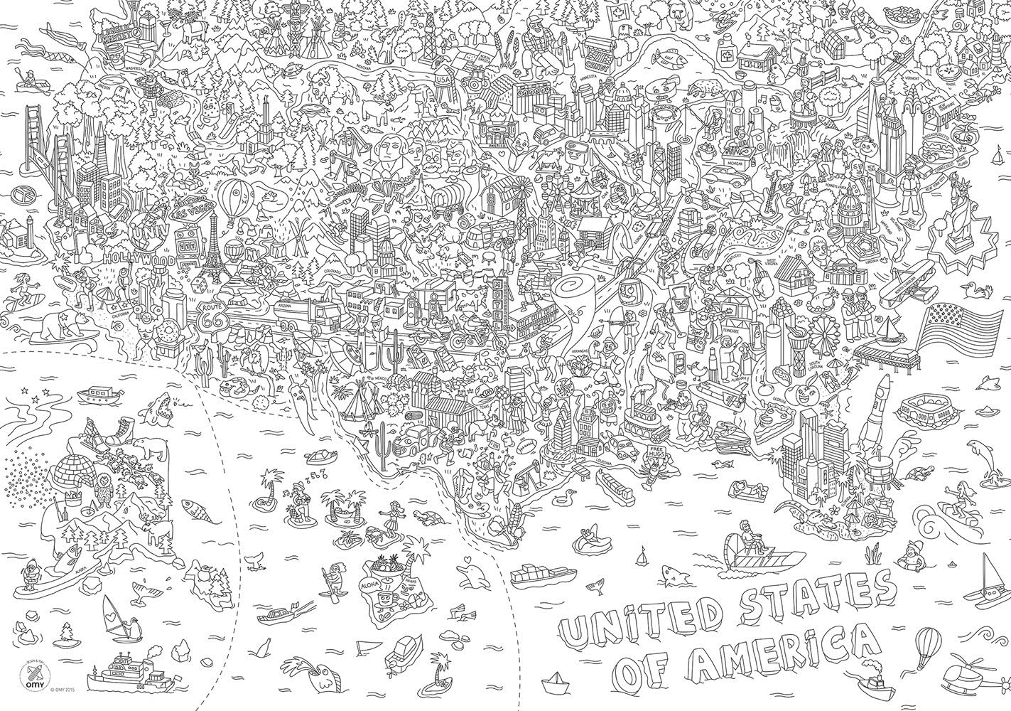 Omy Omy Pos16 Usa Poster To Colour Paper Multi Coloured 40 4 X 26 X 24 Cm Home Garden Store Home Kitchen