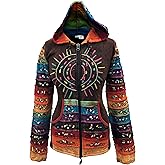 Shopoholic Fashion Women's Full Sleeve Gothic Sun Patchwork Faded Pixie Cotton Hippy Rib Hoodie