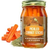 Green Jay Gourmet Spicy Pickled Carrot Sticks in a Jar - Fresh Hand Jarred Vegetables for Cooking &amp; Pantry &ndash; Home Grown Pre-Prepared Pickled Carrot Sticks &ndash; Simple Natural Ingredients - 16 Ounce Jar