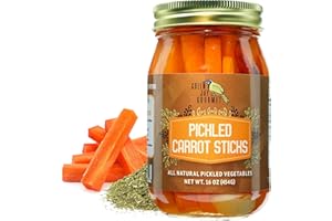 Green Jay Gourmet Spicy Pickled Carrot Sticks in a Jar - Fresh Hand Jarred Vegetables for Cooking & Pantry – Home Grown Pre-Prepared Pickled Carrot Sticks – Simple Natural Ingredients - 16 Ounce Jar