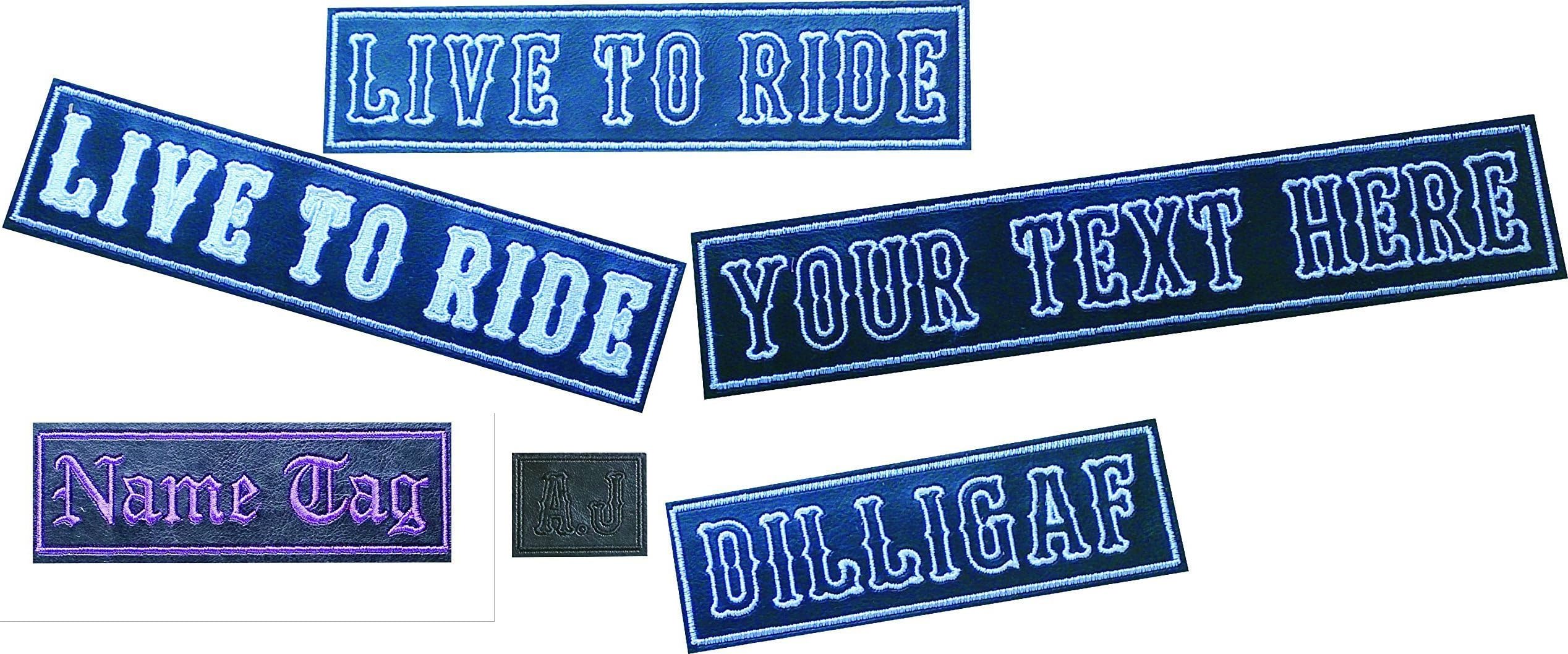 Faux Leather 1 Line Custom Personalised Biker Embroidered Patch