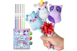 BUNMO Stocking Stuffers for Kids - 3 Pack Cute Pens - 6 Scented & Glittery Refills - Plush Fun Pens for Kids - Stuffed Cute Animals for Girls Kawaii Stationery - Stocking Stuffers for Girls