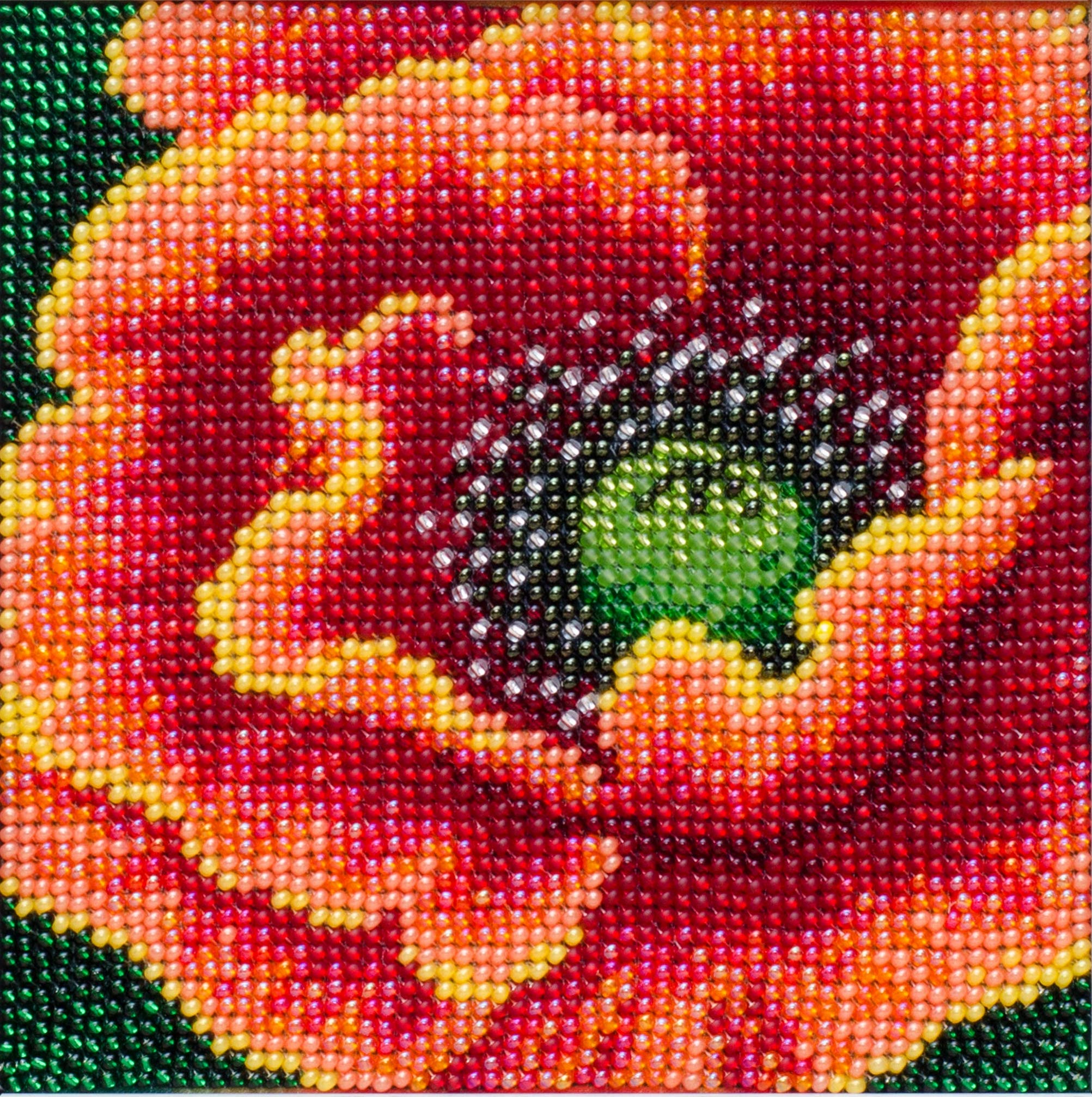 "Flaming Flower" Beads Embroidery kit; Contemporary Embroidery; Decor; 100% Glass Seed Beads Preciosa; Needlepoint; Handcraft; Tapestry kit; Needle Arts