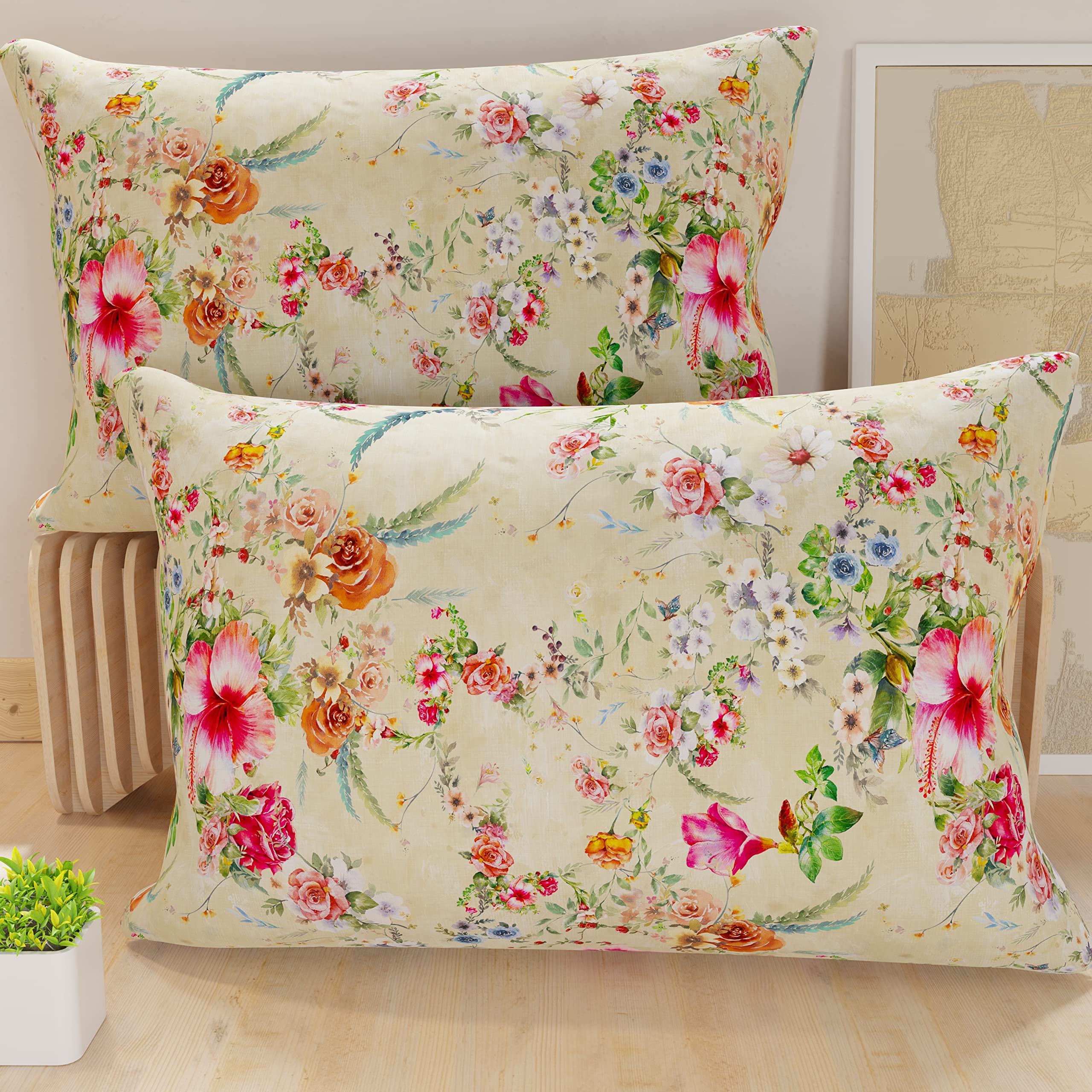PETTI Artigiani Italiani - Bed Pillowcases, Pair of Pillowcases 50 x 80 cm, Pillow Case, Hypoallergenic Microfibre Pillowcases, Made in Italy, Spring Taupe Pillowcases