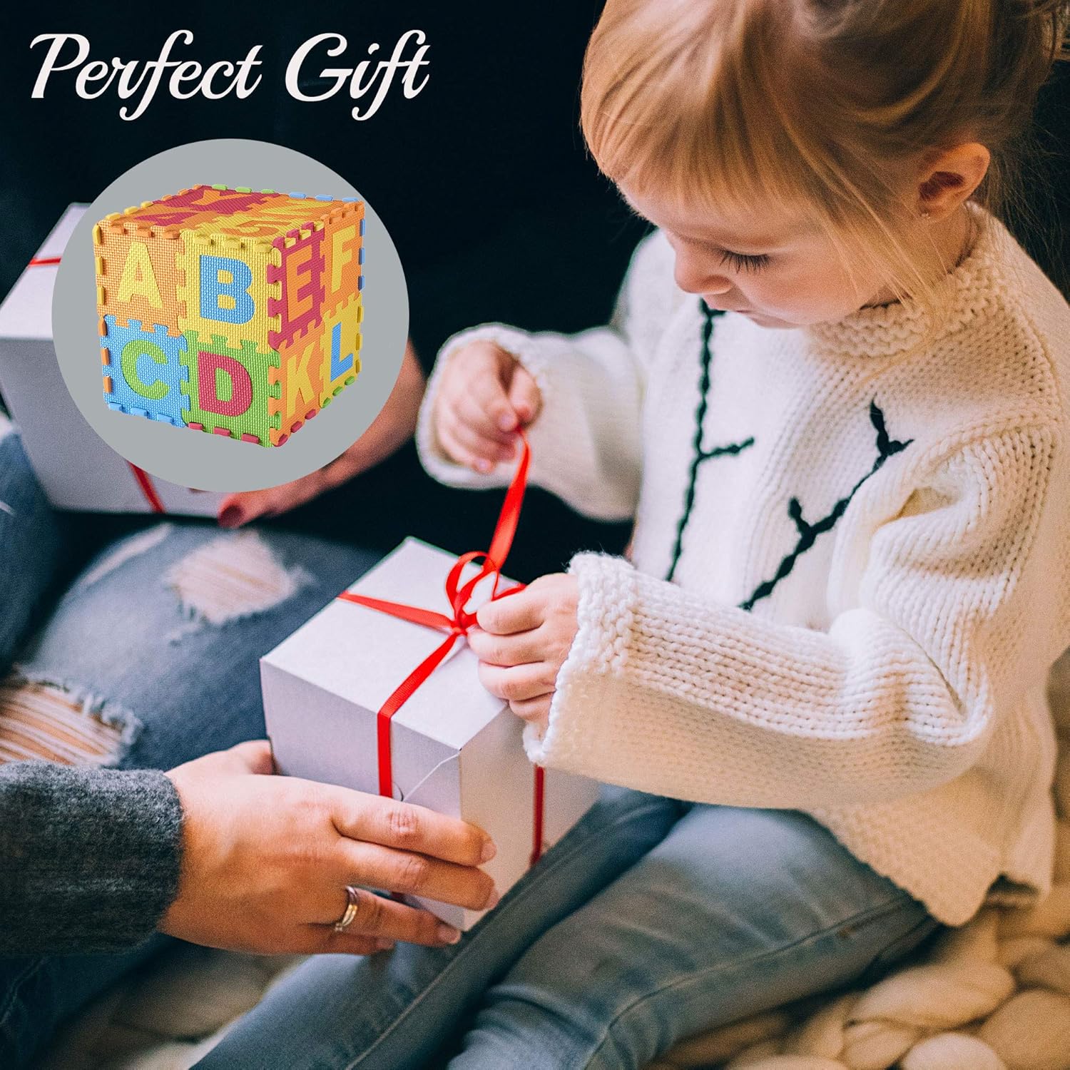 DIMPLE Baby Foam Play Mat (36-Piece Set) 6.25 x 6.25 Inches Interlocking Alphabet and Numbers Floor Puzzle Colorful EVA Tiles Girls, Boys Soft, Reusable, Easy to Clean by, DC12703L: Toys & Games
