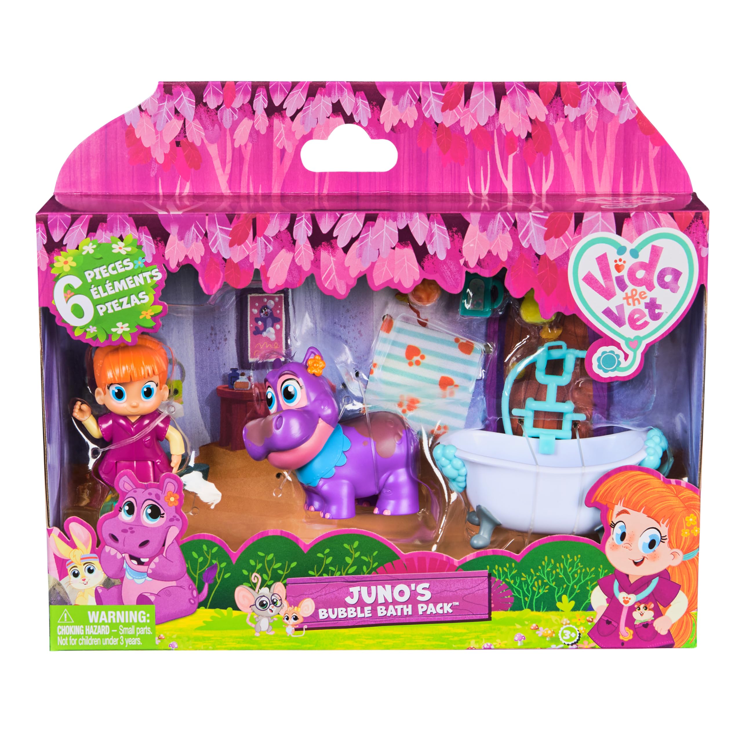 Vida the Vet, Juno’s Bubble Bath Pack with Vida and Colour Changing Juno Action Figure and Doctor Kit Accessories, Kids’ Toys for Girls and Boys Aged 3 and up